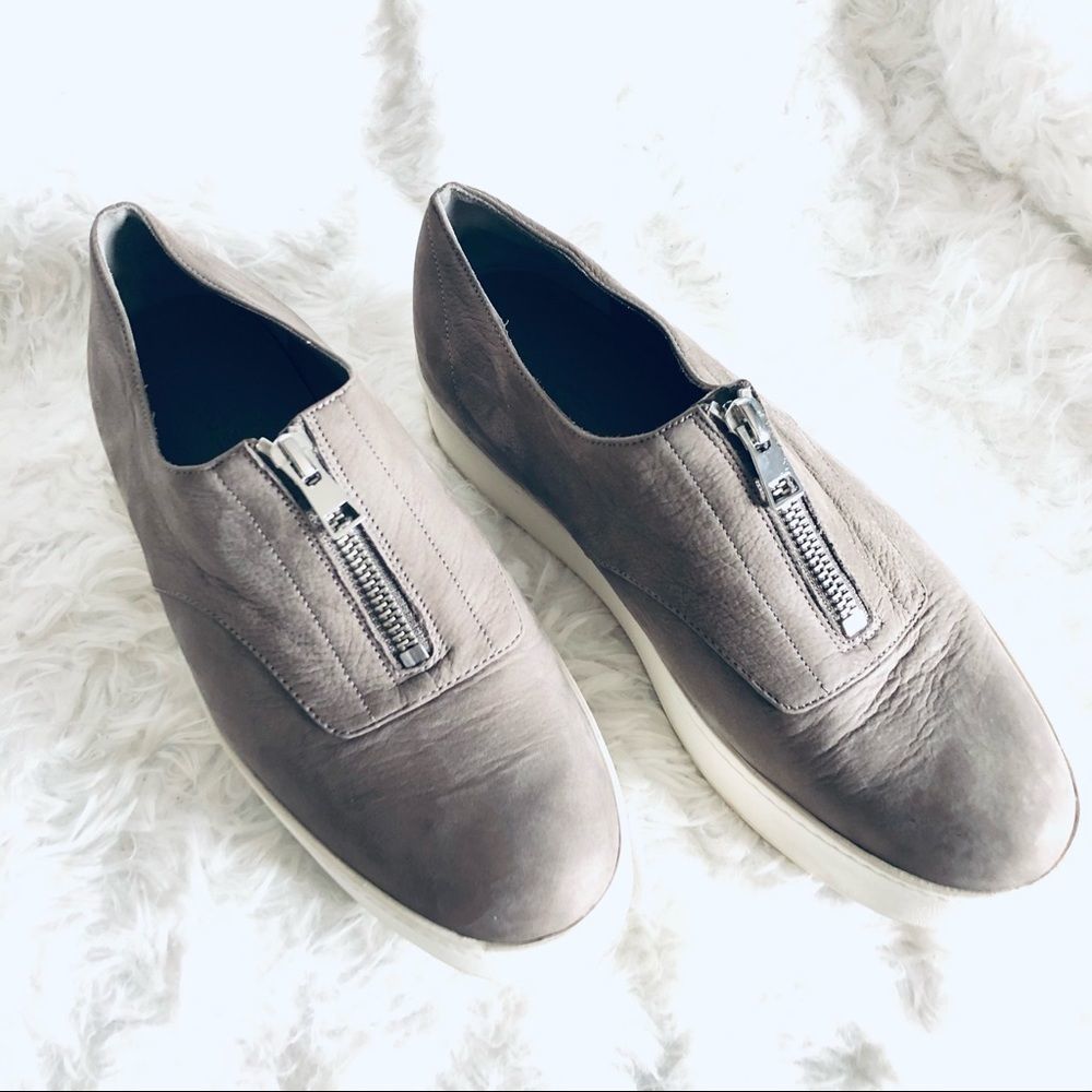 VINCE.Gray Nubuck Warner Platform SneakersUS 7.5M